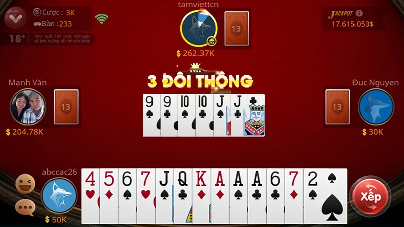 Ba Đôi Thông trong Game Bài Tiến Lên Miền Nam