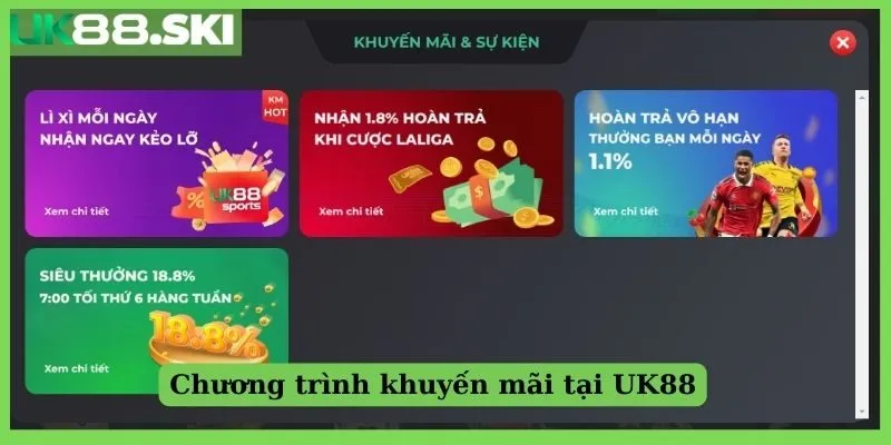 Khuyến Mãi UK88 – Thưởng Nạp, Hoàn Trả Không Giới Hạn Khi Cá Cược